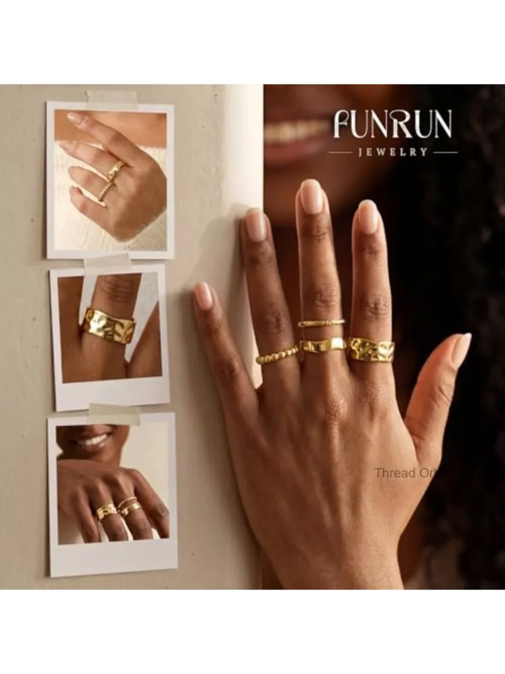 4pcs Chunky Stacking Rings Set - 14K Gold Plated Non Tarnish Stackable Bands